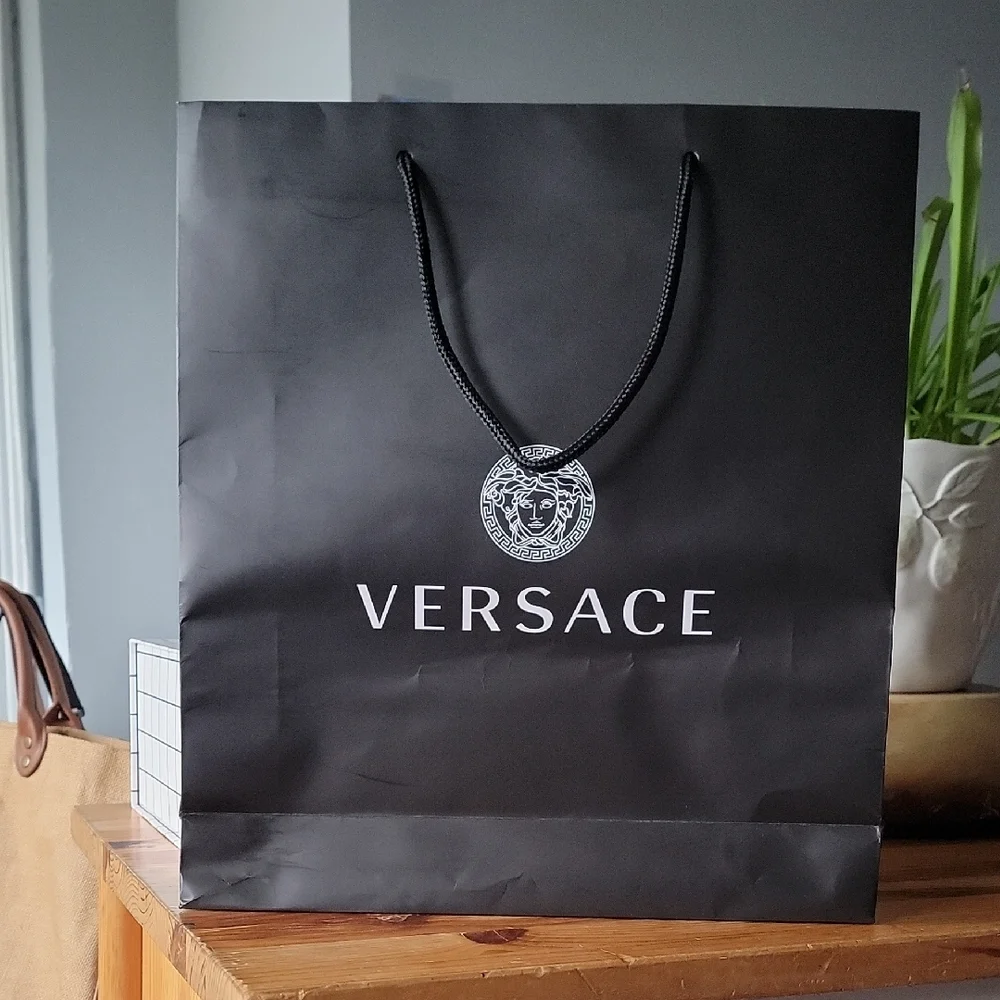 VERSACE Shopping Bag Black Silver Logo